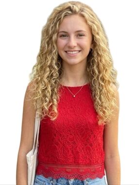 "Ambiance" (S) Very Pretty Red Laced Top With Lining in Time for Summer